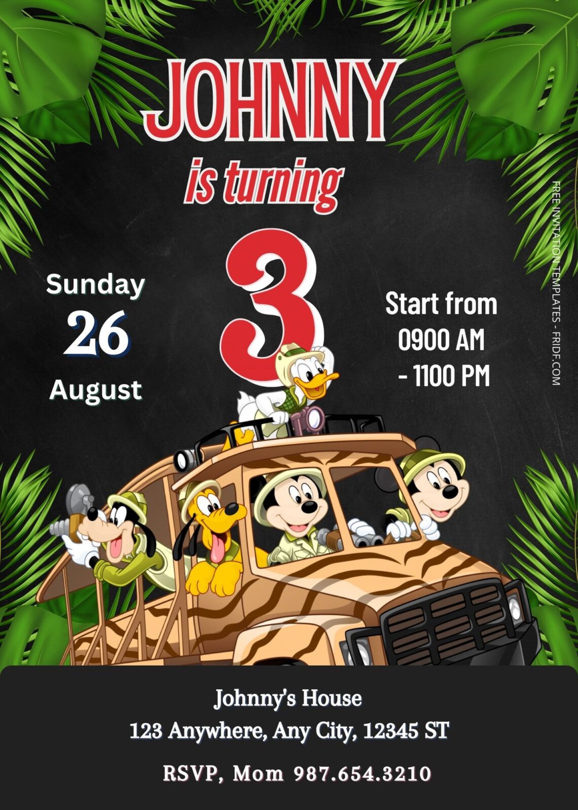 FREE Disney Safari Birthday Invitation Templates - FRIDF - Download ...