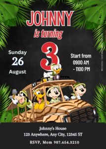 FREE Disney Safari Birthday Invitation Templates One