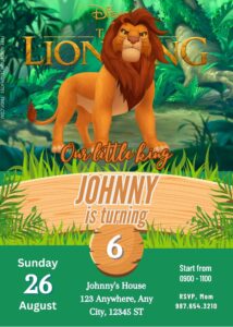 FREE Lion King Jungle Party Birthday Invitation Templates Five