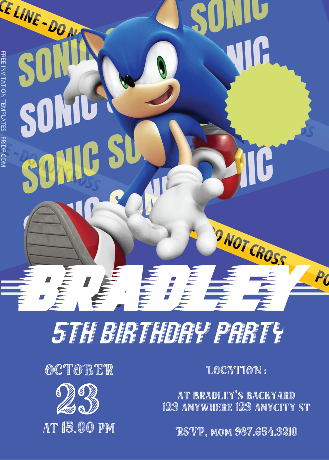 Editable Sonic Birthday Invitations Free