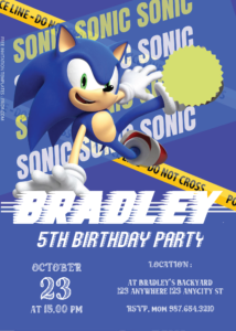 Free Editable PDF - Sonic Birthday Invitation Templates Two