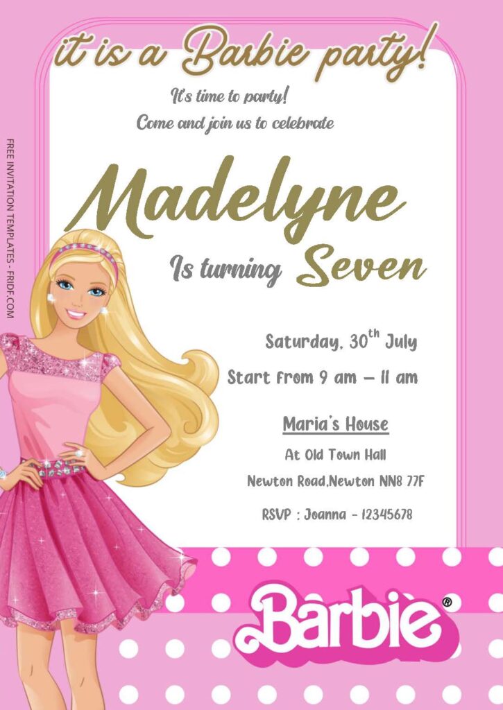 Free Editable Word - Barbie Birthday Invitation Templates - FRIDF