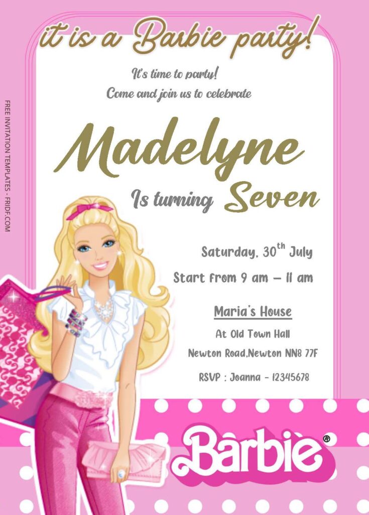 Free Editable Word - Barbie Birthday Invitation Templates - FRIDF