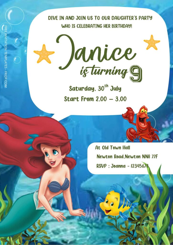 Free Editable Word - Little Mermaid Birthday Invitation Templates ...