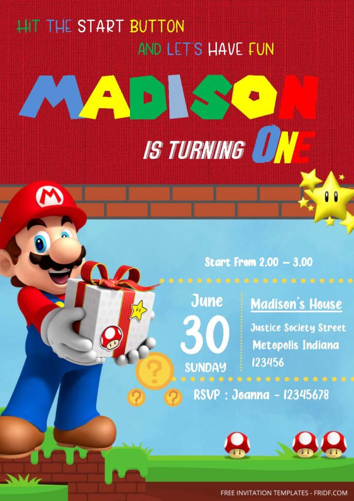 Free Editable Word - Super Mario Birthday Invitation Templates - FRIDF ...