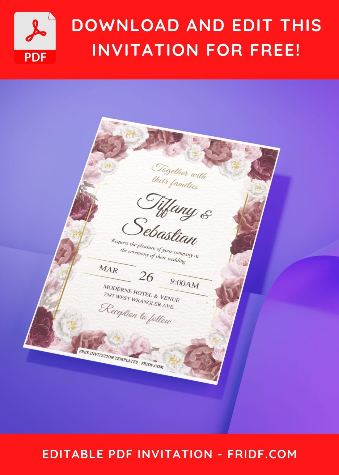 (Free Editable PDF) Rose Garden Delights Wedding Invitation Templates ...