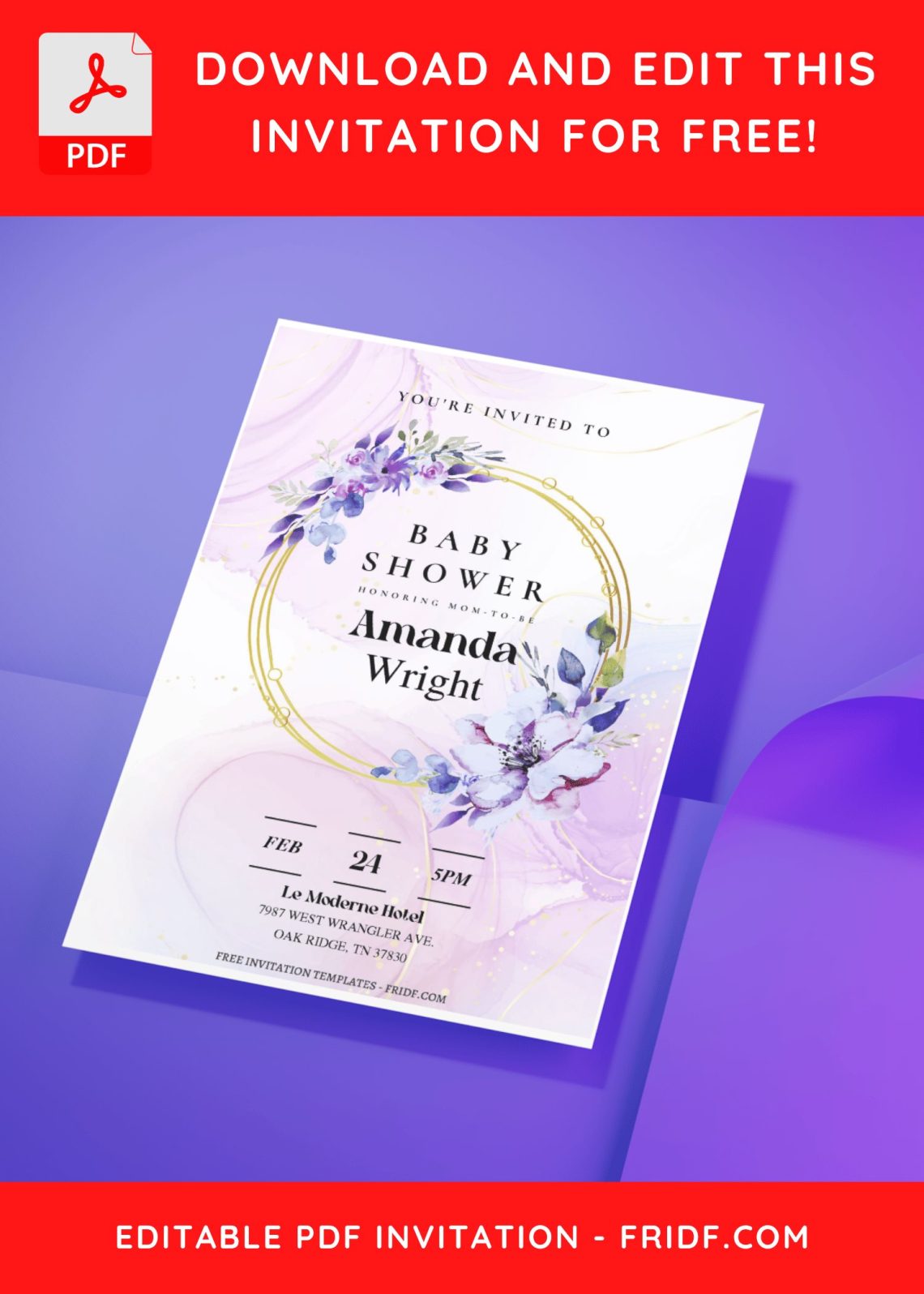 (Free Editable PDF) Blooming Radiance Dusty Blue Floral Wedding ...