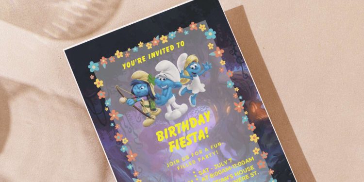 (Free Editable PDF) Smurfs Up! Birthday Invitation Templates