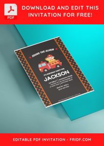 (Free Editable PDF) Awesome Fire Fighter Birthday Invitation Templates with cute dot pattern
