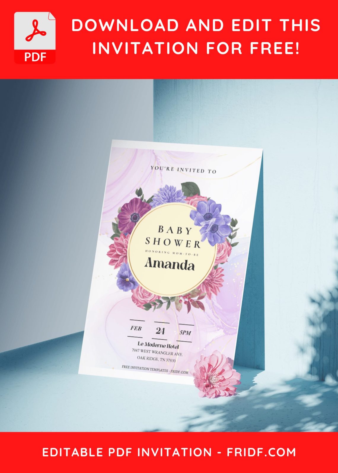 (Free Editable PDF) Blooming Radiance Dusty Blue Floral Wedding ...