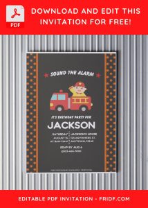 (Free Editable PDF) Awesome Fire Fighter Birthday Invitation Templates with editable text
