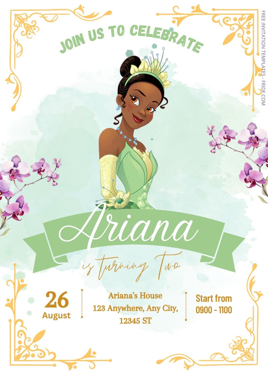 FREE Charming The Princess And The Frog Birthday Invitation Templates ...