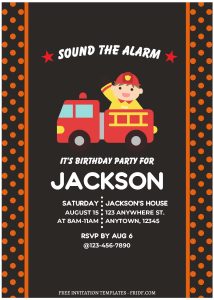 (Free Editable PDF) Awesome Fire Fighter Birthday Invitation Templates with adorable Firefighter