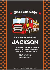 (Free Editable PDF) Awesome Fire Fighter Birthday Invitation Templates with cute wording