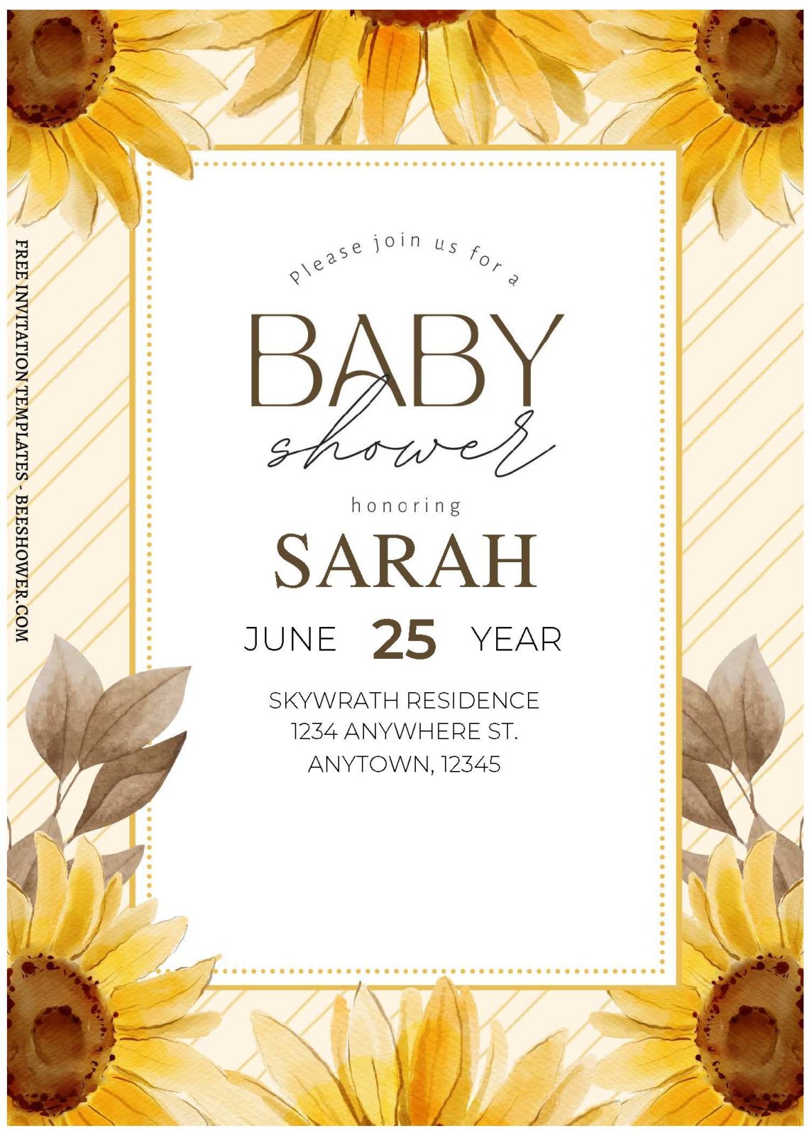 (Free Editable PDF) Love In Sunflower Blooms Birthday Invitation ...