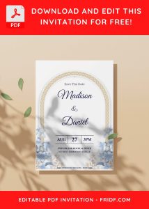 (Free Editable PDF) Enchanting Aqua Blue Floral Wedding Invitation Templates A