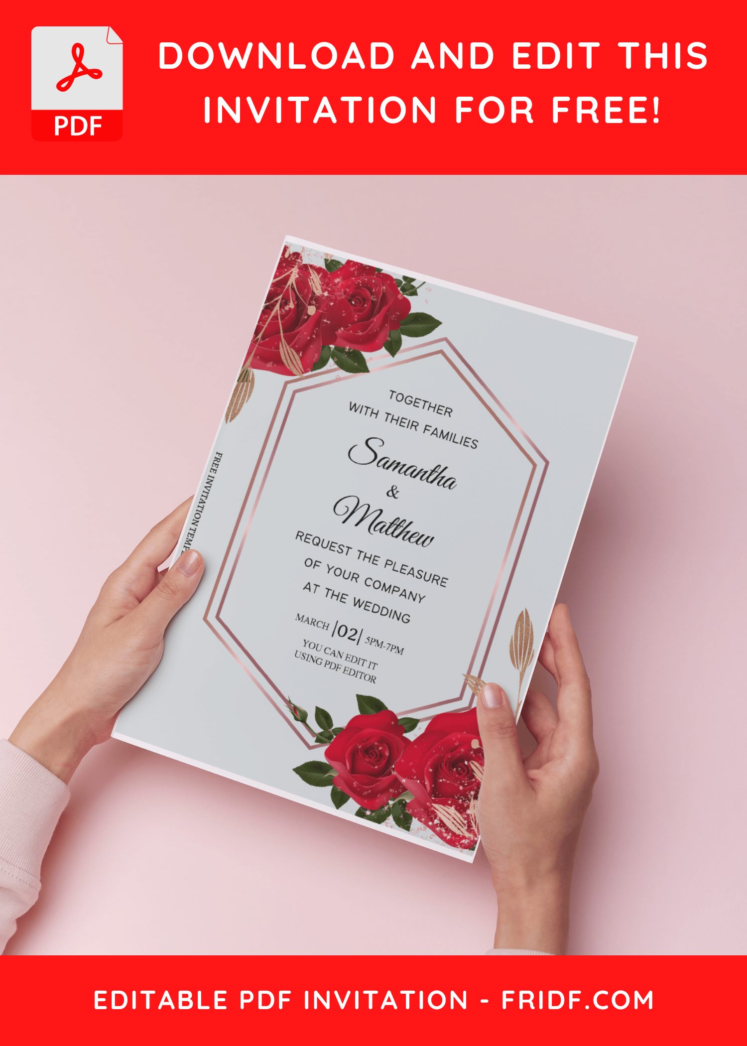 (Free Editable PDF) Rustic Botanical Garden Rose Wedding Invitation ...