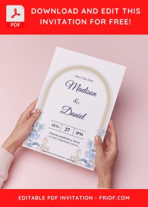 (Free Editable PDF) Enchanting Aqua Blue Floral Wedding Invitation Templates B