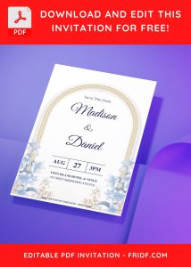 (Free Editable PDF) Enchanting Aqua Blue Floral Wedding Invitation Templates C