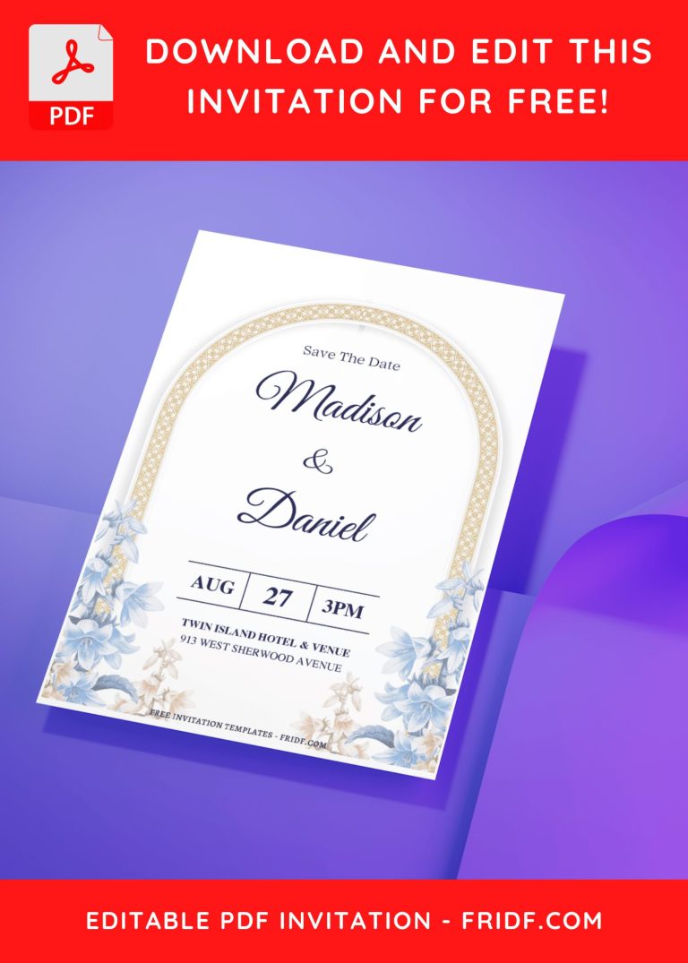 (Free Editable PDF) Enchanting Aqua Blue Floral Wedding Invitation ...