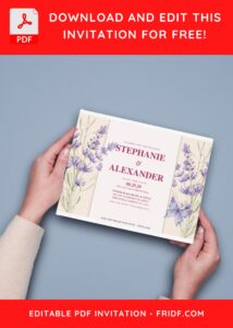 (Free Editable PDF) Blossoming Lavender Wedding Invitation Templates E