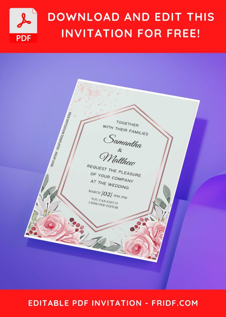 (Free Editable PDF) Rustic Botanical Garden Rose Wedding Invitation ...