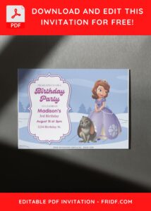(Free Editable PDF) Winter Wonderland Sofia The First Birthday Invitation Templates F
