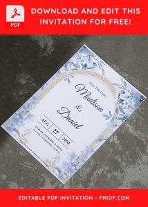 (Free Editable PDF) Enchanting Aqua Blue Floral Wedding Invitation Templates E