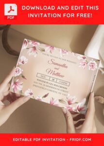 (Free Editable PDF) Majestic Magnolia Wedding Invitation Templates G