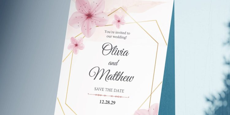 (Free Editable PDF) Botanical Geometric Wedding Invitation Templates