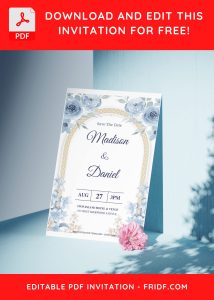 (Free Editable PDF) Enchanting Aqua Blue Floral Wedding Invitation Templates F