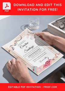 (Free Editable PDF) Eternal Blossom Wedding Invitation Templates D