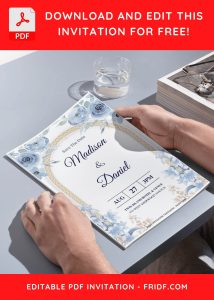(Free Editable PDF) Enchanting Aqua Blue Floral Wedding Invitation Templates G