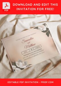 (Free Editable PDF) Majestic Magnolia Wedding Invitation Templates I