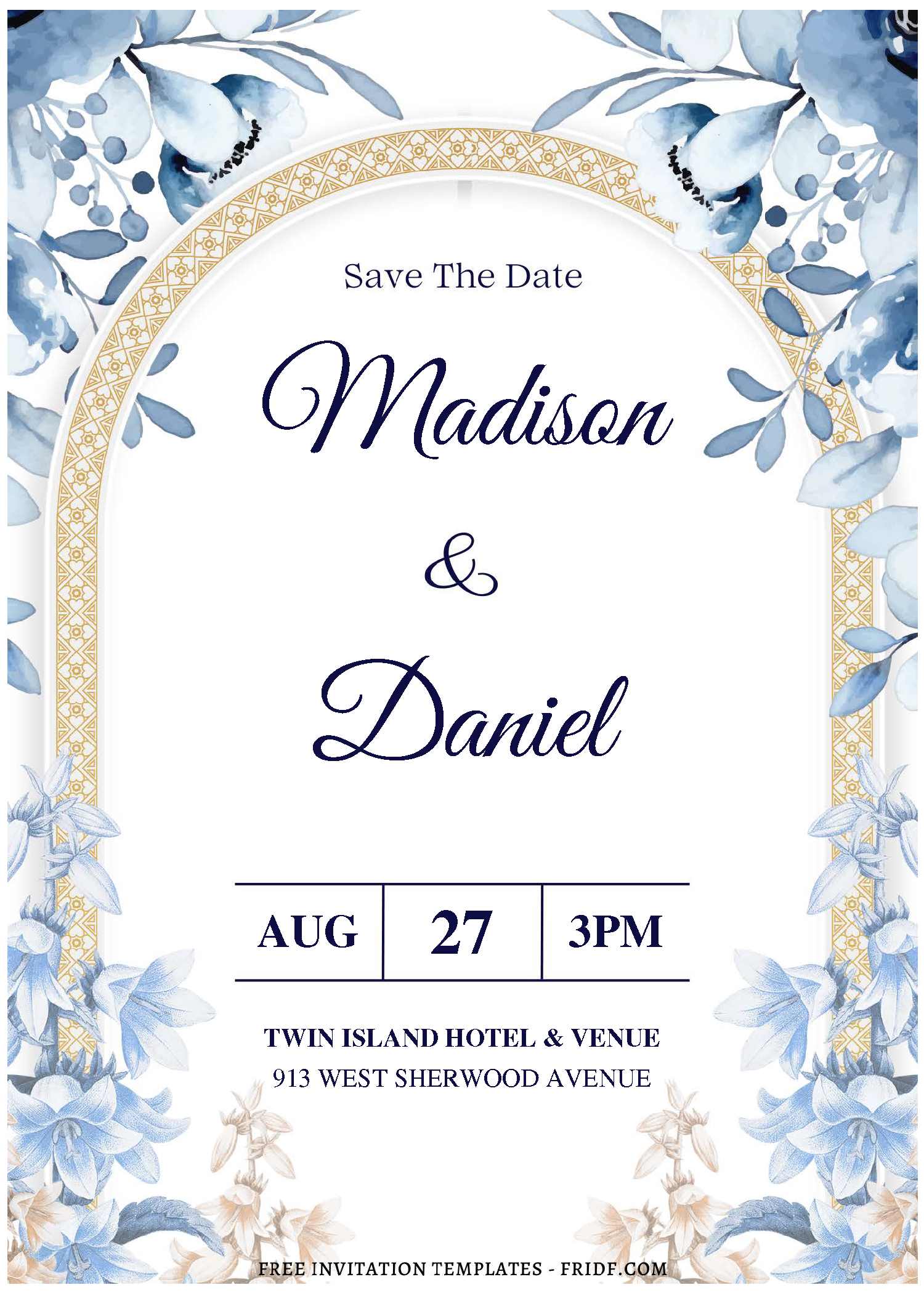 (Free Editable PDF) Enchanting Aqua Blue Floral Wedding Invitation ...