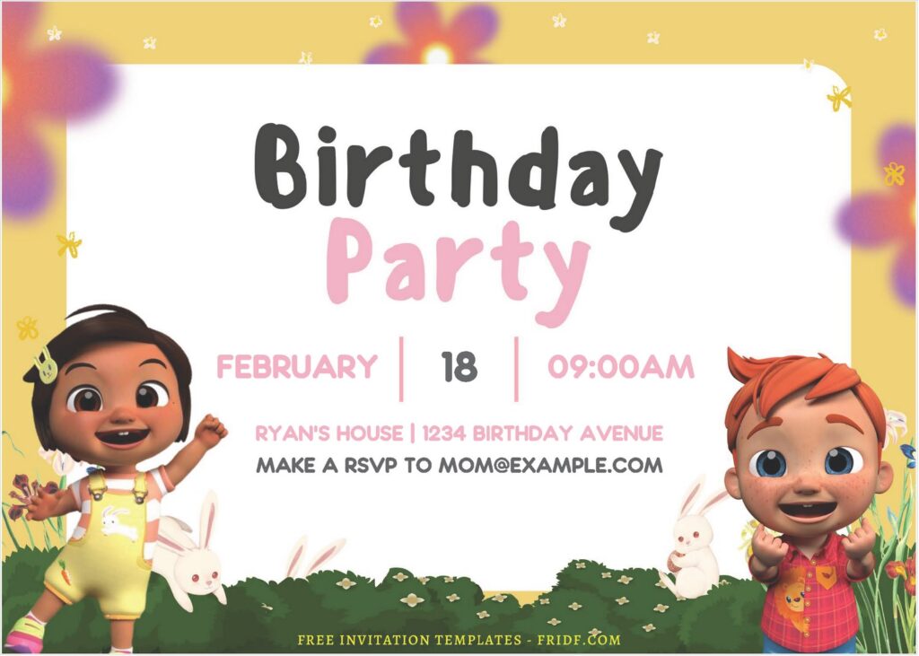 (Free Editable PDF) Cocomelon Playground Birthday Invitation Templates