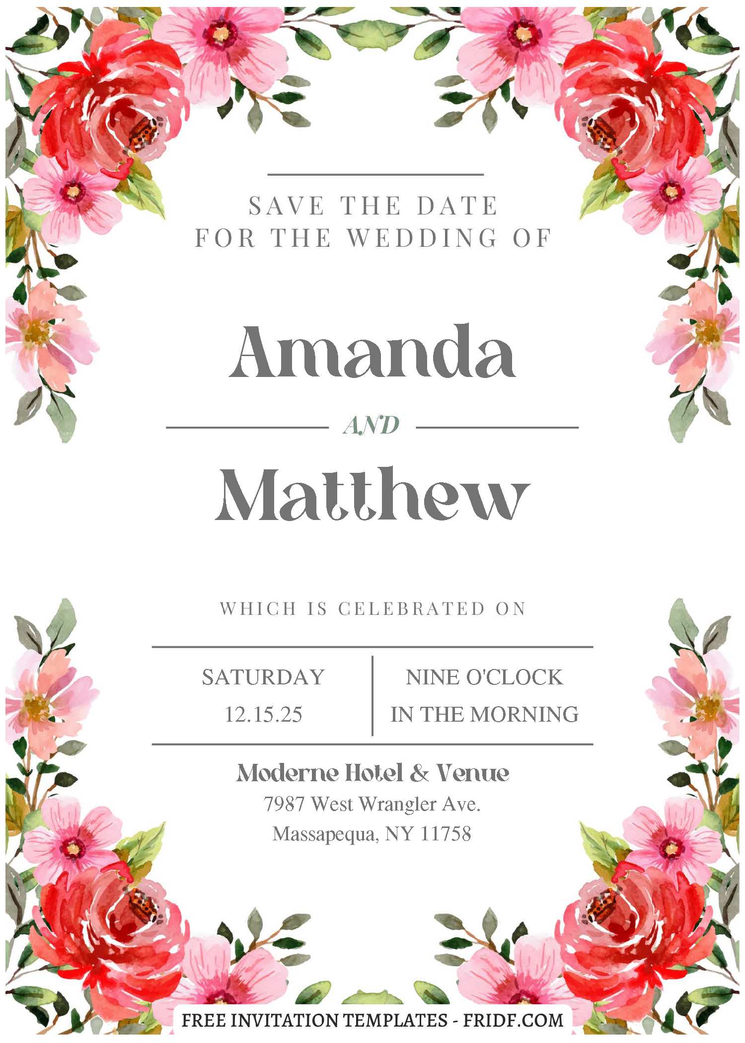 (Free Editable PDF) Vibrant Spring Wedding Invitation Templates - FRIDF ...