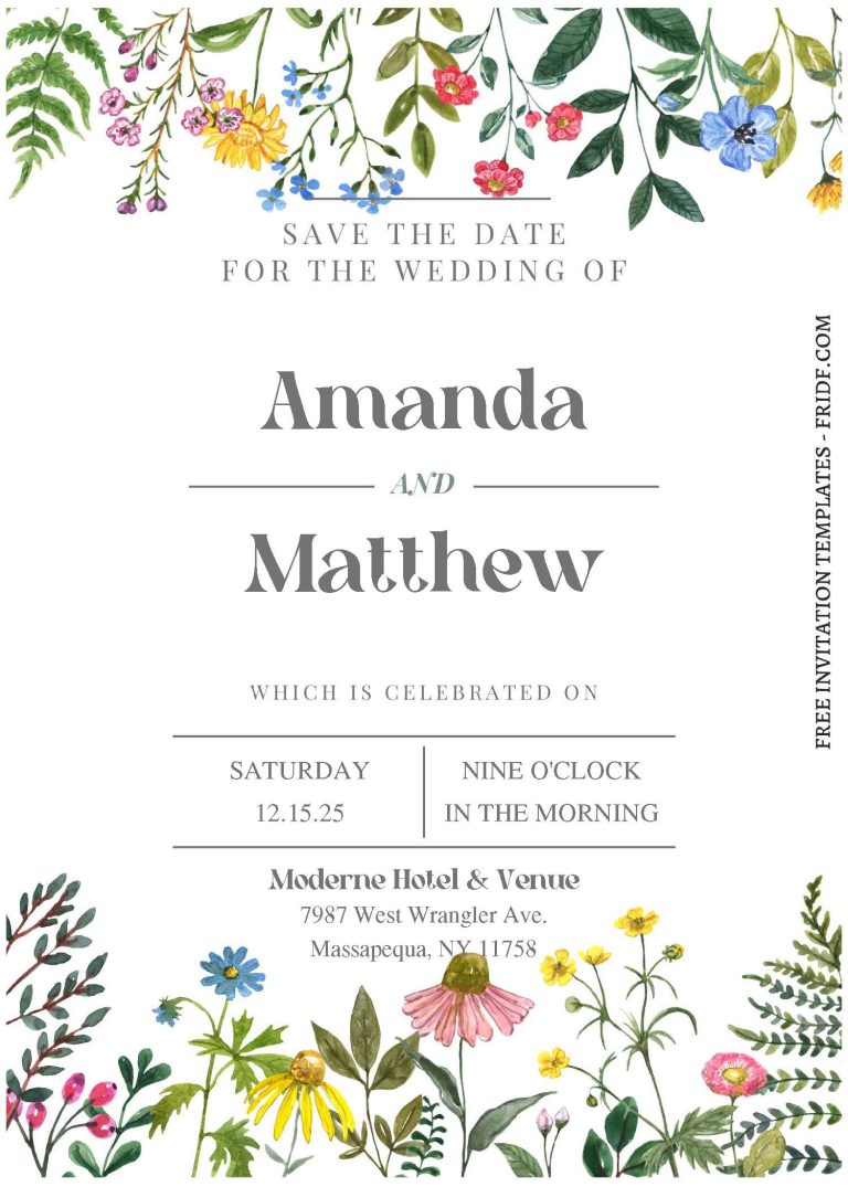 (Free Editable PDF) Vibrant Spring Wedding Invitation Templates - FRIDF ...