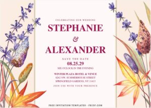 (Free Editable PDF) Blossoming Lavender Wedding Invitation Templates A