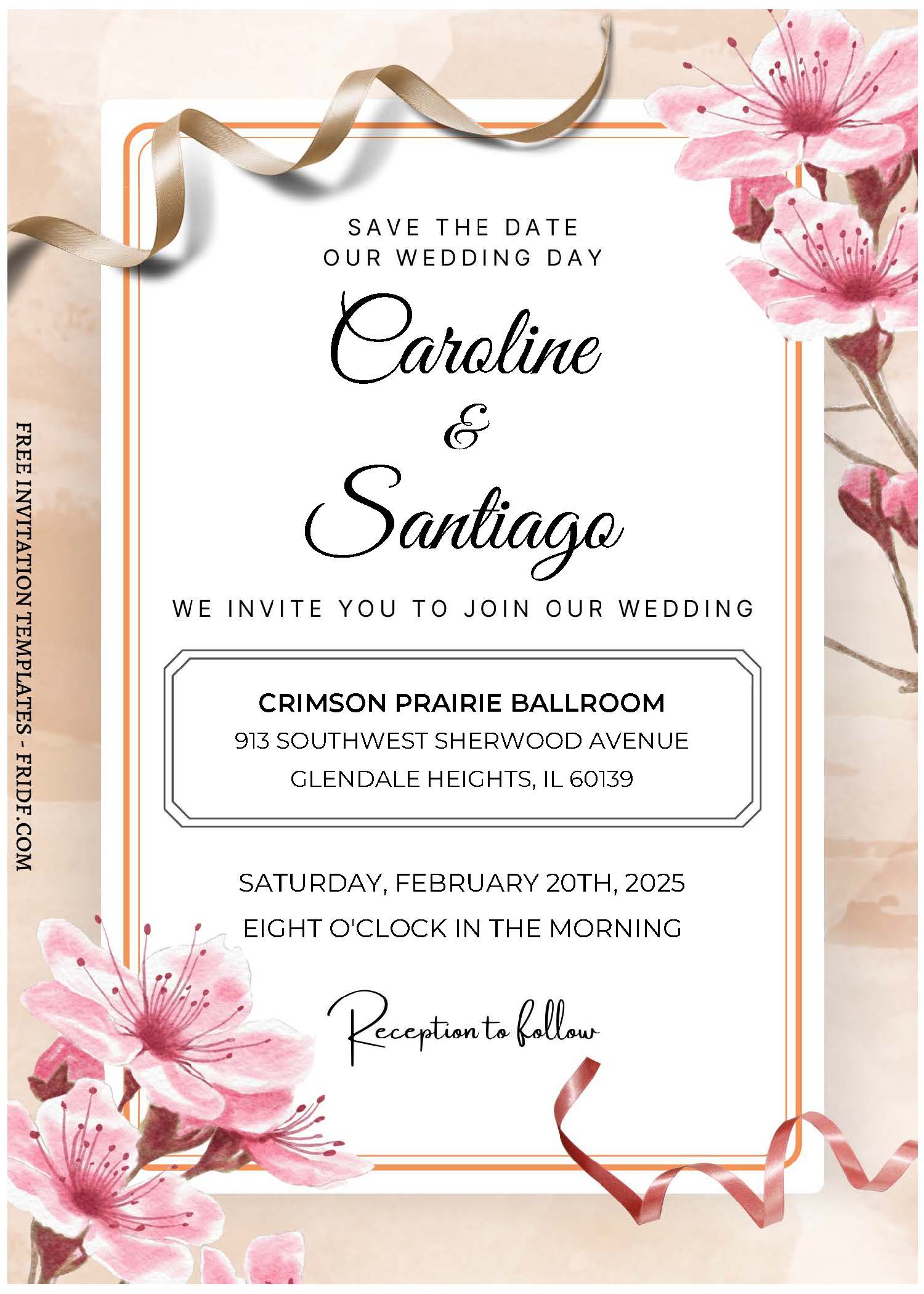 (free Editable Pdf) Eternal Blossom Wedding Invitation Templates 