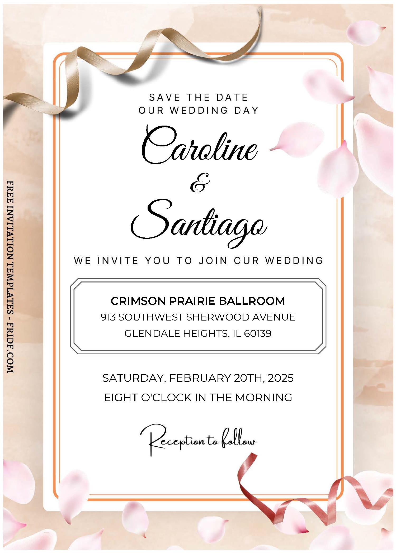 (Free Editable PDF) Eternal Blossom Wedding Invitation Templates ...