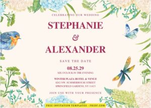 (Free Editable PDF) Striking Spring Garden Blooms Wedding Invitation Templates J