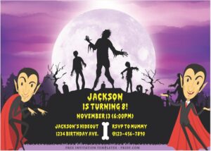 (Free Editable PDF) Spooky Dracula And Zombie Birthday Invitation Templates B