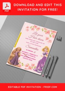 (Free Editable PDF) Garden Reverie Rapunzel Birthday Invitation Templates G