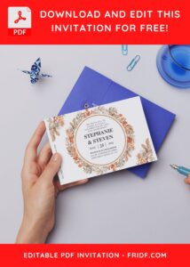(Free Editable PDF) Decorative Floral Frame Wedding Invitation Templates D