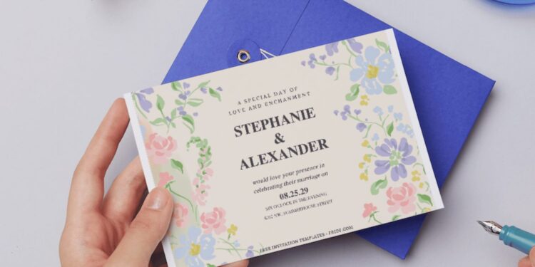 (Free Editable PDF) Elegant Rustic Floral Wedding Invitation Templates D