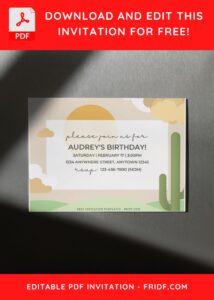 (Free Editable PDF) Beautiful & Cute Cactus Birthday Invitation Templates D