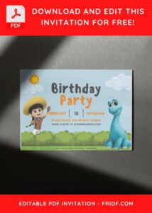 (Free Editable PDF) Colorful Dino Ranch Fiesta Birthday Invitation Templates D