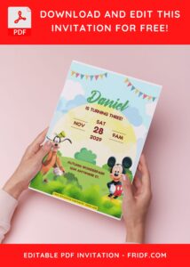 (Free Editable PDF) Mickey Mouse Wonderpark Birthday Invitation Templates H