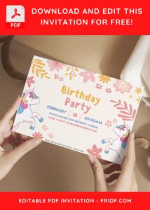 (Free Editable PDF) Adorable Unicorn Garden Birthday Invitation Templates E
